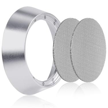 Imagem de Conjunto de 12 funis de dosagem magnética de 51 mm, kit de tela de disco de dosagem de café expresso, funil magnético de alumínio, com 2 filtros de malha, acessórios de anel dosador de café para