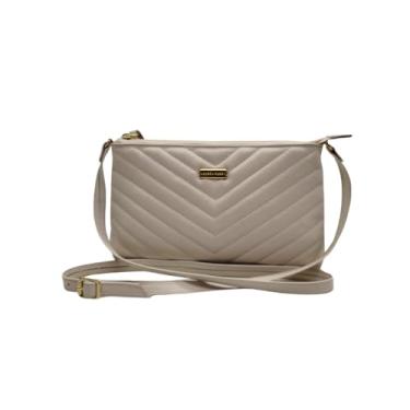 Imagem de Bolsa Feminina Couro Transversal Matelassê Moda Andreia Ribeiro (Off White)