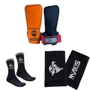 Imagem de Kit Grip Strong Macio Com Par Meias e Munhequeira Seca Suor - STRONG G