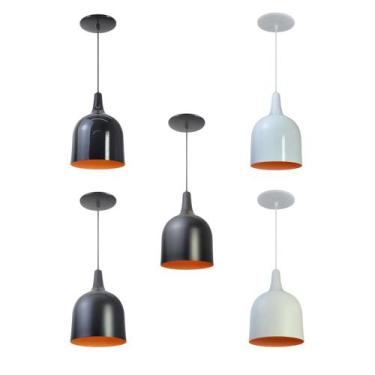 Imagem de Kit 5 Luminária Pendente Gota Com Interior Laranja Com Fiação 110/220v