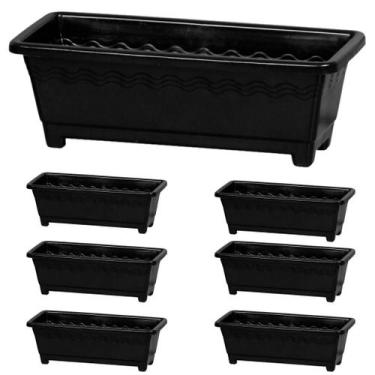 Imagem de Kit 6 Vasos Floreiras Jardineiras grande 9,5L  - Preto - Plasnew