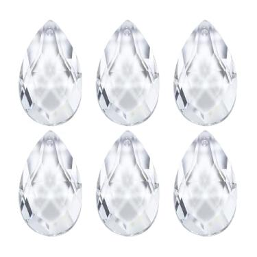 Imagem de PATIKIL Pingentes de cristal K9, contas de gota, pacote com 6 peças de prismas de candelabro de 38 mm, contas penduradas, lâmpada DIY para decoração de artesanato, transparente