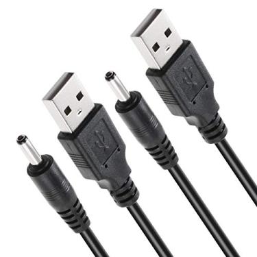 Imagem de TENINYU Cabo de alimentação USB 2.0 A macho para CC 3,5 x 1,35 mm 5 volts 24AWG DC barril jack 3FT, preto (cabo de alimentação máximo de 2,5 amperes, pino central positivo), pacote com 2