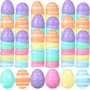Imagem de Syhood Ovos de Páscoa preenchíveis a granel de plástico pastel ovos de Páscoa de 5,7 cm coloridos vazios para caça, ovos surpresa, enfeites de festa de Páscoa (240 peças, estilo brilhante)