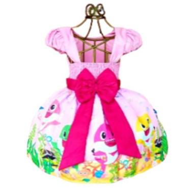 Imagem de Vestido Temático Infantl Baby Shark Rosa Pérola - Nalu_kids, 4, Rosa