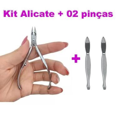 Imagem de KIT Alicate Para Cuticulas + 02 Pinças Para Sobrancelha - PREMIUM LUX 