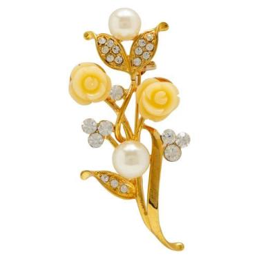 Imagem de Broche Resina Flor BRG0039 - Akasaki, Dourado