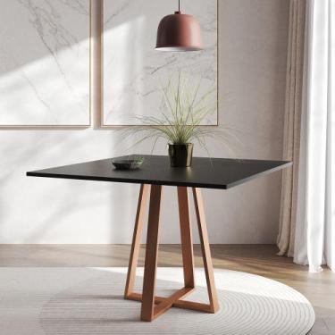Imagem de Mesa de Jantar Mônaco 110cm Tampo Preto Pés Cobre - ASTURIAS, PRETO