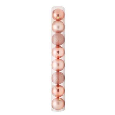 Imagem de Bolas em Tubo Rose Gold 8cm - 08 unidades - Cromus Natal - Rizzo