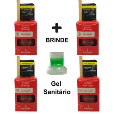 Imagem de Kit 4 Aromatizador de Ambiente Morango 280ml Difusor Aromas Vareta Sen
