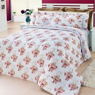 Imagem de Kit Edredom Casal Queen  Divini 5 Peças  100% Algodão  150 Fios Bouque