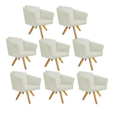 Imagem de Kit 08 Poltrona Cadeira Decorativa  Win Base Giratória Sala de Estar R