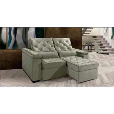 Imagem de Sofá Retrátil e Reclinável BERLIM 2.10m Velusoft D33 "Prata" - ESTILO 