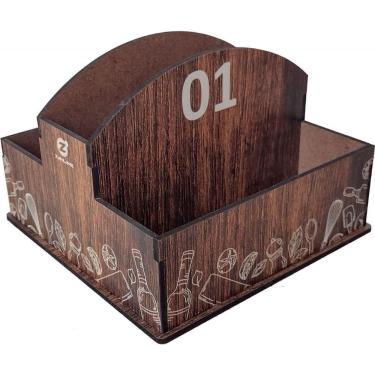 Imagem de Kit Porta Guardanapos Sachê de Mesa MDF Padaria 1 ao 25 Zanline Marrom