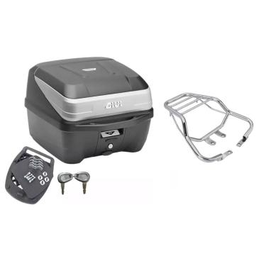 Imagem de Kit Baú Givi Moto 33L Traseiro + Bagageiro Cg Titan Fan 125 150 2000 2001 2002 2003 2004 2005 2006 2007 2008