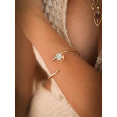 Imagem de Bracelete Folha Prasiolita Banho Ouro 18k