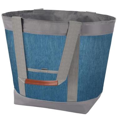 Imagem de Bolsa térmica com isolamento térmico, reutilizável com 30 latas, bolsa térmica macia e portátil para compras, comida, viagem, praia, acampamento (azul)