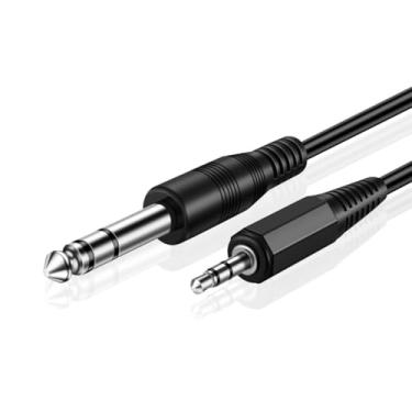 Imagem de TNP Adaptador de cabo 6,35 mm 1/10.2 cm a 3,5 mm 1/20.3 cm (10 pés) - Macho para macho TRS estéreo conector bidirecional para iPod, laptop, home theater, amplificadores