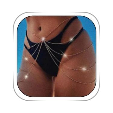 Imagem de CanB Corrente de cintura boho, corrente de perna dourada, sexy, em camadas, coxa, quadril, biquíni de praia, cinto de barriga, acessórios para o corpo, joias para mulheres e meninas, 1 Count (Pack of