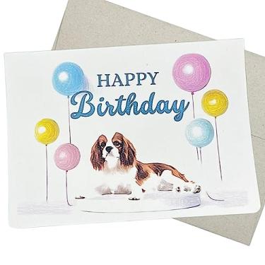Imagem de Cartão de aniversário Cavalier King Charles Spaniel (17 x 5 polegadas, 1 cartão, em branco dentro) Cartão de felicitações de feliz aniversário Cavalier King Charles para uma festa de aniversário ou