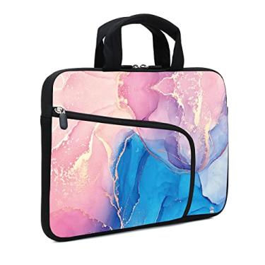 Imagem de XMBFZ Capa para laptop 14 15 15,4 15,4 15,6 capa para Chromebook Ultrabook capa para notebook bolsa mensageiro para tablet capa de neoprene para homens e mulheres, dois bolsos (mármore)