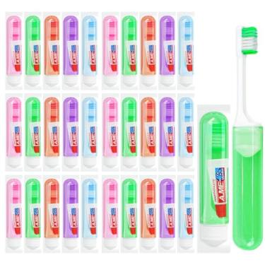 Imagem de Escova de dentes e pasta de dentes de viagem, 3 gramas, mini escova de dentes descartável com capa de escova de dentes, escova de dentes e pasta de dentes a granel, escovas de dentes dobráveis para