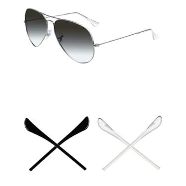 Imagem de Mryok 2 pares de meias de substituição para óculos de sol Ray-Ban Aviator RB3025 55 mm/58 mm/62 mm/RB3362 59 mm - Transparente e preto
