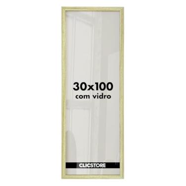 Imagem de Moldura Quadro 30x100 cm p/Quebra Cabeça Grow Puzzle 1500 peças Panorâmico com Vidro Decoração Parede Sala Escritório (Carvalho)