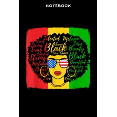Imagem de Notebook JūnēNicēnth Blāck Āfrō Wōmān Qūēēn Āfricān Āmēricān Flāg Nicē: 6x9 inch, over 100 pages/Lined Journal,To Do List,Financial,Home Budget,Personal