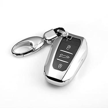 Imagem de CSHU TPU macio capa chave de carro capa chaveiro anel chave bolsa, adequado para Peugeot 3008 4008 5008 Citroen C4 C4L C6 C3-XR, 6