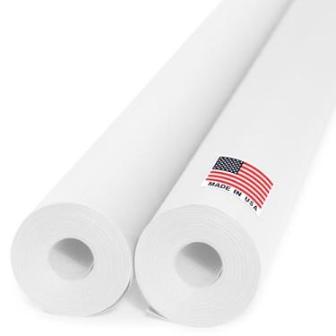 Imagem de Paclord Rolo de papel kraft branco de 91 x 3048 cm (pacote econômico com 2), espessura de 20 kg, feito nos EUA, papel kraft colorido para escola, papel kraft de boletim – inodoro, não tóxico, seguro