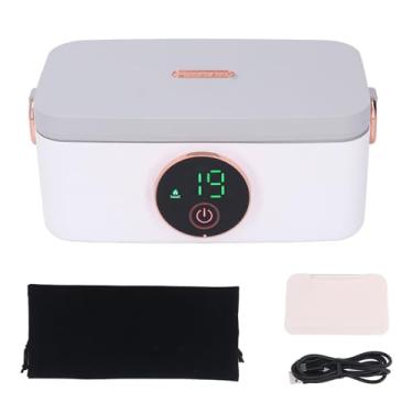 Imagem de Lancheira Elétrica, Lancheira Aquecida de Aço Inoxidável de 1L 60W, Lancheira Portátil Recarregável de 16000mah Com Autoaquecimento para Escritório Doméstico, Caminhão, Escola