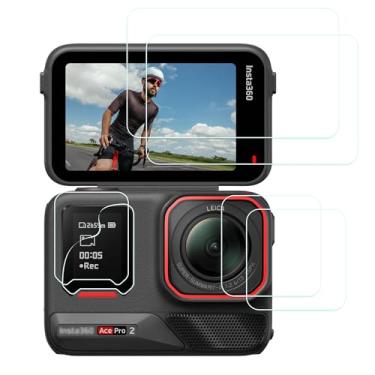 Imagem de PCTC Protetor de tela para Insta360 Ace Pro 2, protetor de lente Ace Pro 2 para acessórios Insta360 Ace Pro 2, protetor de tela + protetor de lente de vidro temperado + película macia para tela