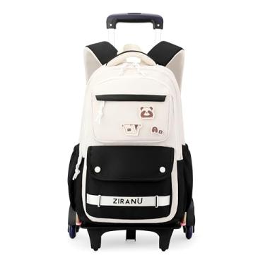 Imagem de EKUIZAI Mochila escolar com rodinhas para meninas do ensino médio com rodinhas para meninas adolescentes, Preto - 6 rodas, 6 Wheel