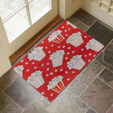 Imagem de VANZEV Tapete de porta interno com estampa de pipoca, 43 x 74 cm, capacho divertido para decoração de casa, tapete antiderrapante para sala de estar, cozinha, quarto, presentes para amantes de cinema