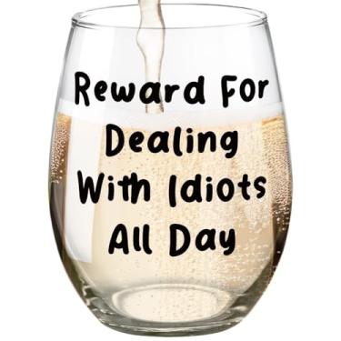 Imagem de Presentes engraçados de taça de vinho para mulheres colegas de trabalho, presentes sarcásticos de taça de vinho para melhores amigas irmãs mãe, presentes de aniversário de Natal, Dia das Mães, Taça de