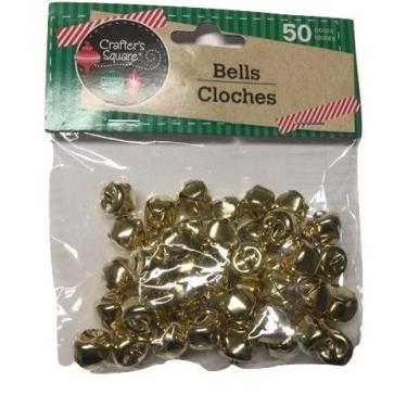 Imagem de 50 unidades de 12 mm Gold Crafter's Square Craft Jingle Bells (pacote com 2)