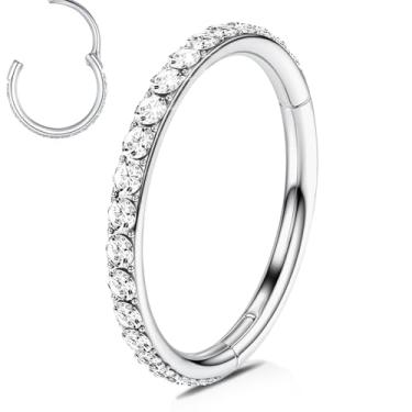 Imagem de Yaoyaoyors Piercing de nariz articulado - brincos de argola de aço cirúrgico piercing corporal anel de septo joia concha segmento cliker labiais cartilagem Helix Tragus cobra corte pirâmide design anel de septo, Metal, Zircônia cúbica