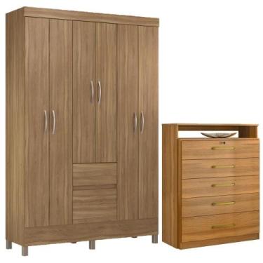 Imagem de Kit Guarda Roupa Solteiro 6 Portas Flash II Cômoda Triunfo - Demóbile,