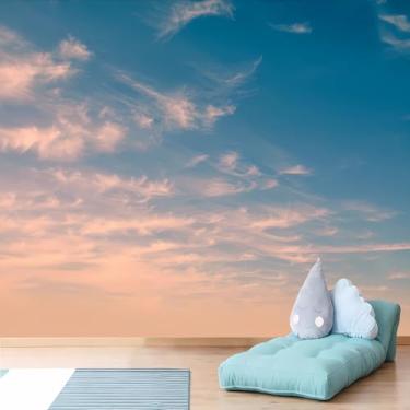Imagem de Lcythiazole Mural de nuvem de tamanho personalizável - céu azul e nuvens brancas mural papel de parede foto para sala de estar quarto infantil quarto removível descascar e colar