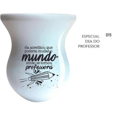 Imagem de Cuia de Madeira Premium Branca Personalizada - Dia dos Professores - M