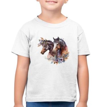 Imagem de Camiseta Algodão Infantil Casal de cavalos e flores - Foca na Moda, Br