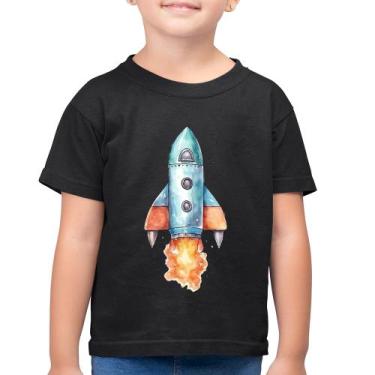 Imagem de Camiseta Algodão Infantil Foguete - Foca na Moda, Preto, 4
