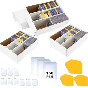 Imagem de Caixas de cartões esportivos com divisória, caixa de coleção para cartas de basquete Topps de futebol, caixa organizadora de cartões de colecionador para cartões MTG TCG