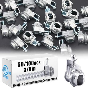 Imagem de Tandefio Conectores de cabo de conduíte flexível Conectores de sela de conduíte de metal de 3/8 polegadas, acessórios de conduíte elétrico tipo braçadeira de parafuso de metal para fios elétricos,