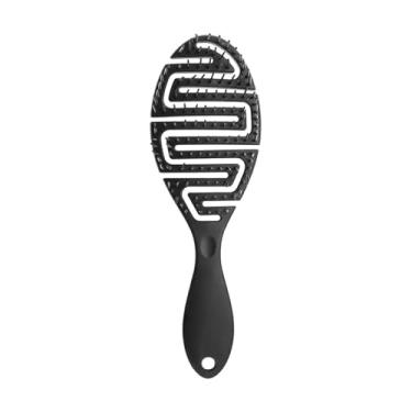 Imagem de Escovas de cabelo cacheado molhado oco para desembaraçar o cabelo pente escova de cabelo (preto MGS)