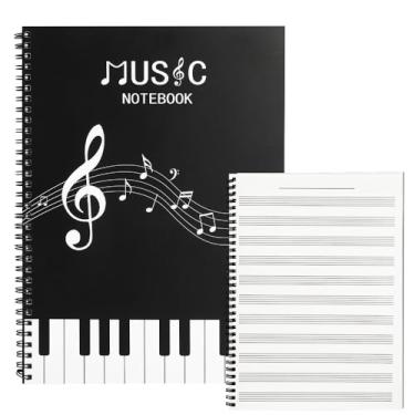 Imagem de JYCSTE Caderno de partituras em branco, caderno de composição de partituras de papel de equipe, caderno de música de arte, caderno de papel manuscrito, caderno de piano, escrita de músicas, 100