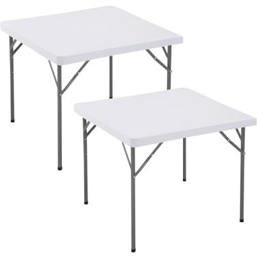 Imagem de Enjoyidea Capas de mesa quadradas ajustadas 61 x 61 cm - pacote com 2 toalhas de mesa brancas de elastano - toalhas de mesa pequenas elásticas dobráveis para cozinha, jantar, piquenique, pátio, mesa
