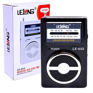 Imagem de Rádio Portátil AM/FM LE-652 Lelong Mini de Bolso a Pilha com Fone de Ouvido Preto