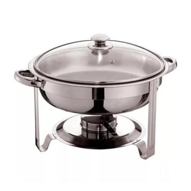 Imagem de Rechaud Inox redondo 5 litros tampa de vidro banho maria Richoa